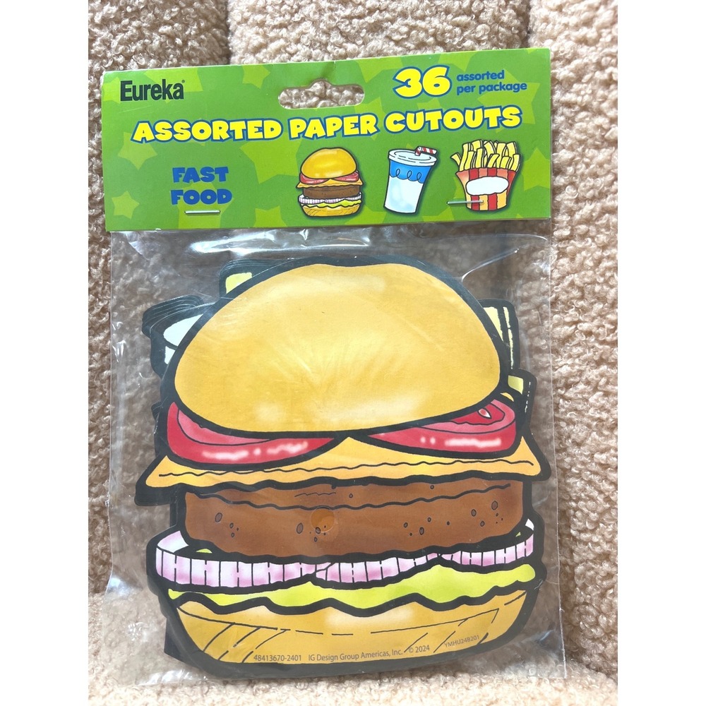Eureka Fast Food Assorted Paper Cutouts 36 Count Bulletin Board Decor 841367